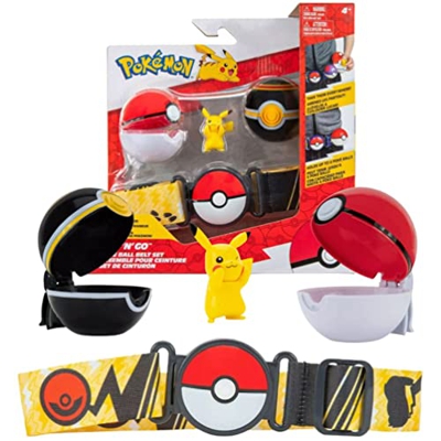 Pokemon Cinturon Set Pikachu & Bolas Pokemon – Incluye 1x 5 cm Pokemon Figura 1x Cinturón & 2 x Pokeballs – Licencia Oficial Juguetes Pokemon