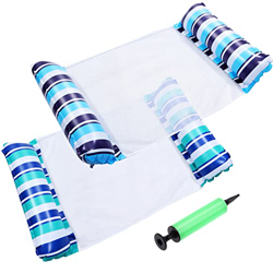 AIGOHOM 2 camas inflables 4 en 1 para piscina, tumbona de agua, hamaca, colchón de aire, cama flotante con bomba de aire para vacaciones, piscina, fie características
