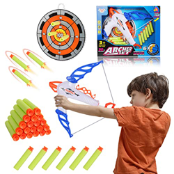 GUBOOM Juego de Juguetes de Arco y Flecha para Niños, Juego de Arco y Flecha con 26 Flechas de Tiro, Juguetes de Tirachinas Suaves para Niños, Juegos  en oferta