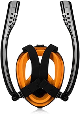 Máscara de esnórquel de Cara Completa Máscara de Buceo Antifog Tubo Doble Snorkel Máscara de Buceo Gafas de respiración con Montaje de cámara para esn