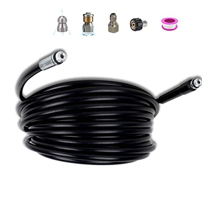Manguera de limpieza con adaptador, limpiador de alta presión, tubo flexible, kit de desbloqueo, con boquilla de chorro y boquilla giratoria como repu