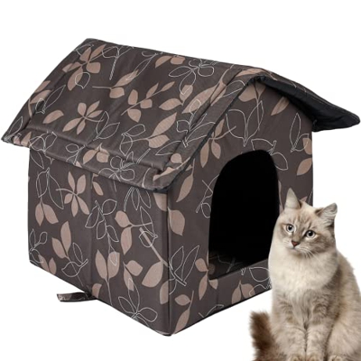 Toploar - Caseta para gatos para exteriores, resistente al invierno, impermeable, con alfombrilla extraíble, plegable, para gatos pequeños (M)