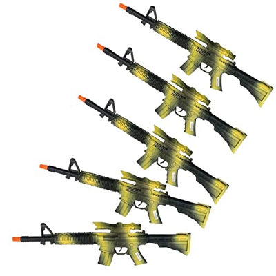 Acan Toinsa - Pack de 5 metralletas, fusiles de Asalto de Juguete con Sonido por fricción 58 x 15 x 4,5 cm, diseño de Camuflaje, complemento para Disf