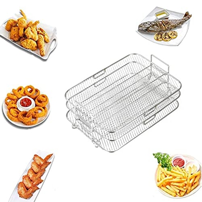 HJKJ Rejilla para freidora de Aire para Ninja,Rejilla deshidratadora Multicapa - Accesorios Multiusos para freidora de Aire con Estante para Tostadas,