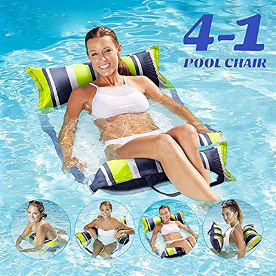 Colchoneta inflable Cowin, hamaca de agua, 4 en 1, tumbona para piscina, tumbona hinchable para piscina para adultos y niños