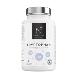 Triptófano con Magnesio + Melatonina + Vitamina B6. Triptófano para reducir el estrés y el insomnio. Triptófano con melatonina y magnesio para un sueñ en oferta