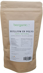 Biorganic Psyllium en Polvo 200g. Psyllium Indio de 99% Pureza, rico en fibra y vegano. Saciante. Mejora el tracto intestinal. Ideal panes y masas sin características