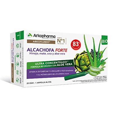 Arkopharma Arkofluido Alcachofa Forte BIO + Aloe Vera 20 Ampollas, Eliminar Toxinas del Organismo + Asesoramiento Nutricional, Complemento Alimenticio