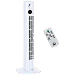 HOMCOM Ventilador de Torre 45W Silencioso con Caja de Aromas y Mando a Distancia 3 Velocidades 3 Modos Oscilación 70° Pantalla LED Táctil Temporizador en oferta