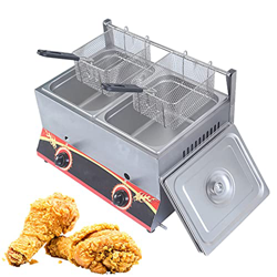 SAFGH Freidora de Gas compacta, freidora de Gas/GLP de Acero Inoxidable, freidora de Gas Comercial Profesional de Gran Capacidad de 11 l/22 l, con ces en oferta