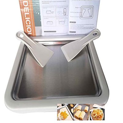 Máquina para hacer helados para niños, máquina para hacer helados enrollados, con 2 palas, helado en rollos casero, máquina de yogurt congelado, molde