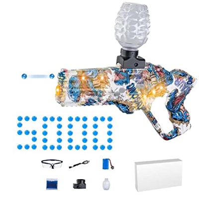 CaCaCook Blaster de Bola de Gel Eléctrico Pistola de Bolas de Salpicaduras con 5000 Perlas de Agua y Gafas, Gel Bola de Agua Juguete para Juegos de Ti