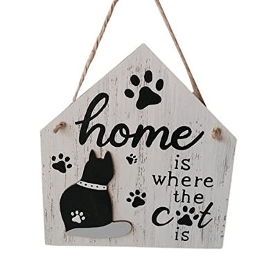 huauajiaxihuan - Letrero de madera para decoración del hogar, diseño de boj para perro, gato, casa, decoración de jardín, sala de estar, dormitorio