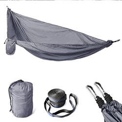 SVITA Hamaca para exteriores ultraligera de nailon, para camping, con fijación, 1-2 personas, color gris oscuro en oferta