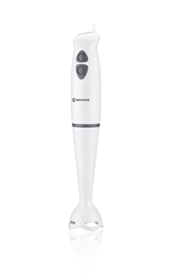 BEHOME Batidora de inmersión blanca 250 W, Minipimer Mixer de inmersión con hoja de acero inoxidable y regulación de velocidad, HB250
