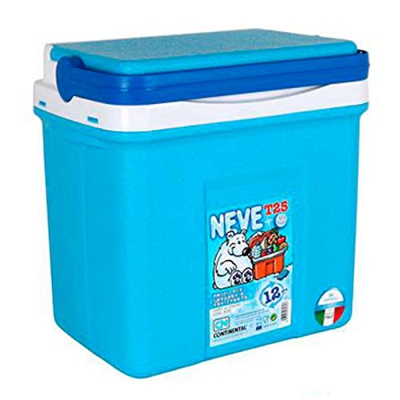 Acan Nevera portátil con asa, 25 litros, 38 x 40 x 26 cm, Polipropileno, Azul y Blanco, Porta Alimentos para Playa, Acampada, Camping