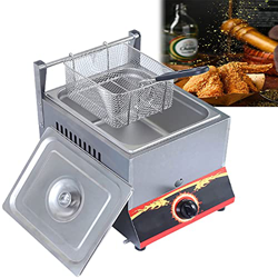 SAFGH Freidora de Gas de Gran Capacidad, freidora de GLP de Acero Inoxidable para Uso doméstico y Comercial, Potencia de Fuego Ajustable, con cestas y en oferta