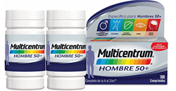 Multicentrum Hombre 50+, Complemento Alimenticio Multivitaminas con 13 Vitaminas y 11 Minerales, Alto Contenido de Vitamina D, Sin Gluten, 180 Comprim características