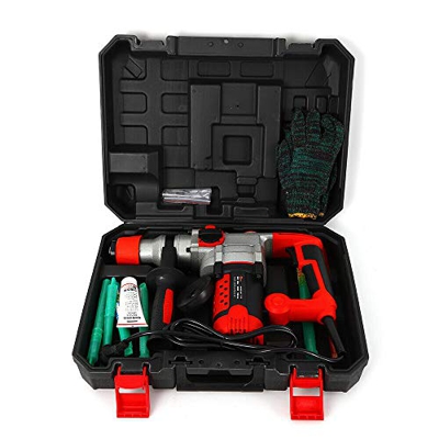 RibasuBB Taladro percutor, 50 Hz 0-930 RPM Martillo demoledor, 2200W Taladro Martillo perforador Martillo eléctrico Taladro percutor con maletín