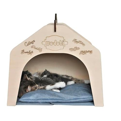 Astorpet | Casa Gato Wodoti - Caseta para Mascotas Tamaño Mediano y Pequeño Cómoda, Transportable, de Álamo Natural