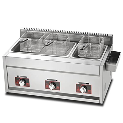 SAFGH Freidora LPG Comercial, freidora de Gas de Gran Capacidad de 11L/22L/33L, Potencia de Fuego Ajustable, con cestas y Tapa extraíbles, freidora de
