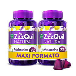 ZzzQuil Natura Pastillas para dormir en formato gominola, a base de melatonina y extractos de lavanda, valeriana y camomila, 72 x2 gominolas en oferta