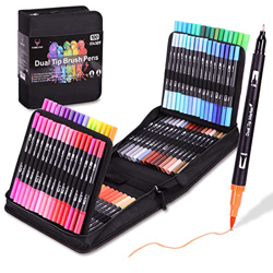 Rotuladores Lettering 100 Colores Rotulador Doble Punta Pincel y Punta Fina Acuarelables Brush Pen Marcadores para Niños Lettering Arte Dibujo Caligra precio