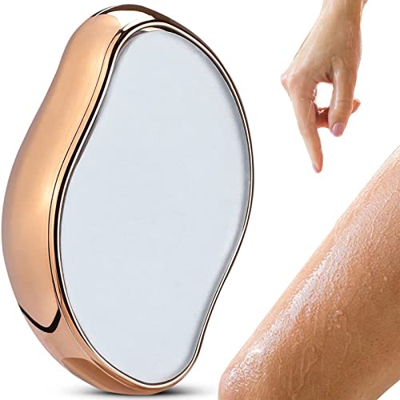 Borrador de pelo de cristal, borrador de depilación sin dolor, exfoliación removedor de vello de cristal fácil para cara, pierna, brazo y cuerpo(Gold)