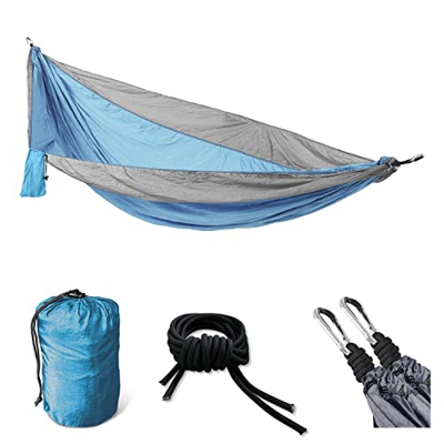SVITA Hamaca de camping ultraligera, para 1-2 personas, color azul claro y gris claro
