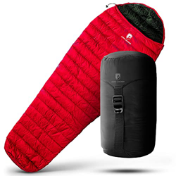 Alpin Loacker Saco de dormir de verano ligero de 460 g, saco de dormir,ultraligero, con tamaño pequeño para el verano y el camping, color rojo en oferta