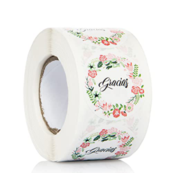 500pcs Pegatinas Gracias Español 4cm Boda Comunión Etiquetas Adhesivas Stickers Agradecimiento Bautizo Cumpleaños Fiesta Regalos Tarjetas Detalles Inv características