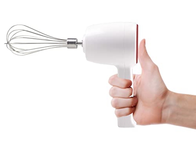 BEPER P102SBA007 Batidora recargable sin hilo,20W,2 Látigo de Acero Inoxidable, 5 Velocidad, Solo tecla Operación, Cable USB incluido, Rojo /Blanco