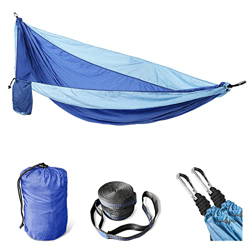 SVITA Hamaca para exteriores ultraligera de nailon, para camping, con fijación para 1-2 personas, color azul claro y azul oscuro características