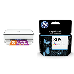 HP Impresora Multifunción Envy 6020e 6 Meses de impresión Instant Ink + 305 3YM60AE, Tricolor, Cartucho de Tinta Original características