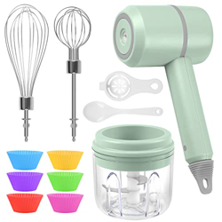 Gintan Batidora de Mano eléctrica y Mini Picadora Electrica, 2 en 1 Reposteria Batidora Electrica Inalámbrica USB Recargable Procesador de Alimentos P en oferta