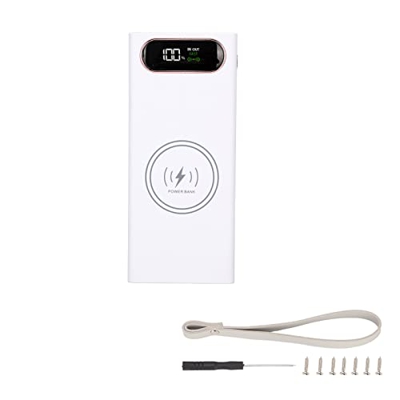 DIY Power Bank Box, L16 DIY Power Bank 18650 Caja de batería Carga rápida 22.5W y 15W Carga inalámbrica Power Bank 2 Puertos de salida USB Pantalla LC