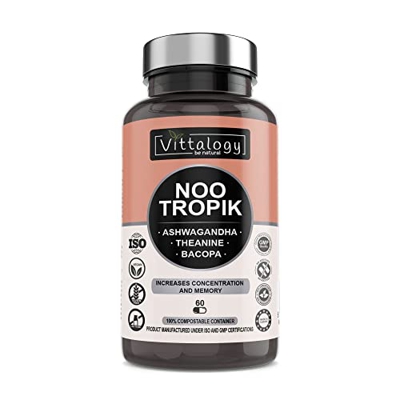 Vittalogy Nootropik. Nootrópico Para La Memoria Y Concentración Con Vitaminas Para Estudiar. Nootrópico Natural Con Extracto De Ashwagandha Sensoril® 