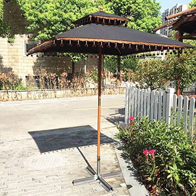 UOSS 1.8x1.8m Sombrilla De Madera Sin Base Cuadrada Sombrilla De Jardín con Borlas Sombrilla De Mesa Café Impermeable Protector Solar A Prueba De Vien