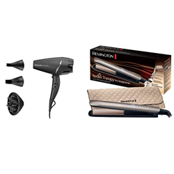 Remington Secador de Pelo Profesional Supercare Pro 2200 Ajuste Supercare, 2 Concentradores, 1 Difusor + Plancha de Pelo Profesional Keratin Therapy P en oferta