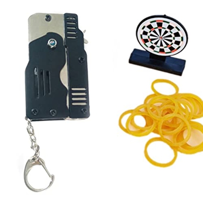 Ecoticfate Llavero de Juego de Banda de Goma - Juguetes de Rifle de Tiro de fácil Carga para niños | Juguete DIY Blaster con 25 Balas de Goma para niñ