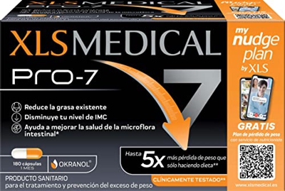 XLS Medical Pro-7 - Resultados en 1 mes con 7 beneficios, 2 sesiones Servicio de Nutricionista con mynudgeplan, Origen Natural, 180 comprimidos
