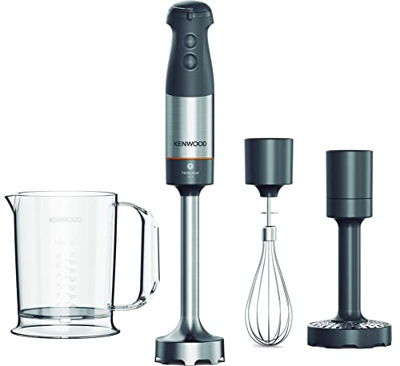 Kenwood HBM60007GY - Batidora de inmersión TribladeXL, 1000 W, con antisalpicaduras, accesorios picadora, batidor metálico y trituradora, vaso de plás