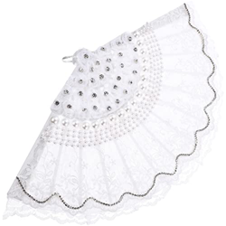 Ventilador Plegable de Encaje Ladys Vintage Flor Ventilador Retro Ventilador de Mano Plegable Ventilador de Encaje para Accesorios de Nupcial Boda de  características