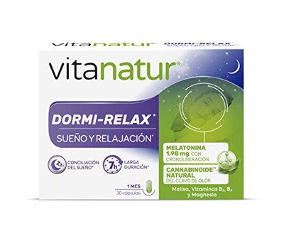 Vitanatur - Dormi-Relax, Complemento Alimenticio con Melatonina e Ingredientes con acción sobre la Relajación y el Sueño - Estuche con 30 Cápsulas de 
