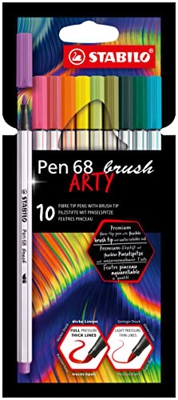 Rotulador punta de ppincel STABILO Pen 68 brush ARTY - Estuche con 10 colores