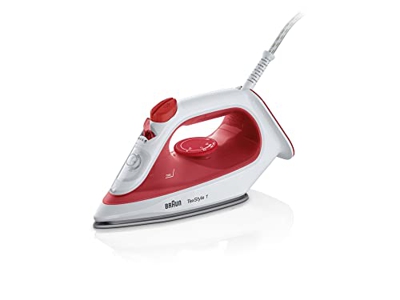 Braun TexStyle 1 SI 1019 - Plancha de vapor con revestimiento antiadherente, termoestable, 25 g/min modo turbo, capacidad del depósito de agua 220 ml,