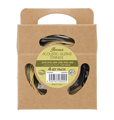 Ibanez PIACS6C - Juego de 4 cuerdas para guitarra acústica (6 cuerdas, luz