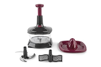 Jata Hogar HMAQ4505 - Picadora, Batidora, Exprimidora Manual. Cuchilla acero inoxidable con 3 alturas. Pica todo tipo de alimentos. Incluye pala para 