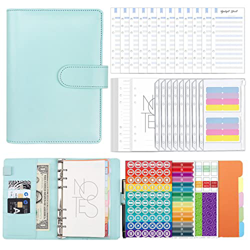 Carpeta de Presupuesto A6 Archivador de Dinero de Cuero de PU Organizador de Dinero Budget Binder Organizer con Sobres Plastico Cuaderno con Separador en oferta
