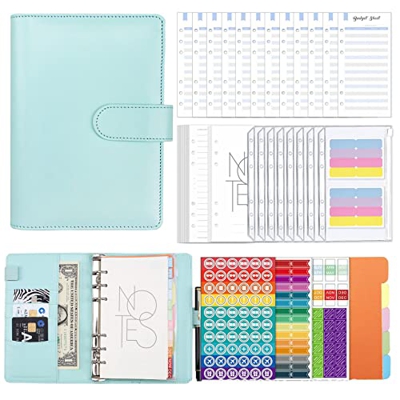 Carpeta de Presupuesto A6 Archivador de Dinero de Cuero de PU Organizador de Dinero Budget Binder Organizer con Sobres Plastico Cuaderno con Separador